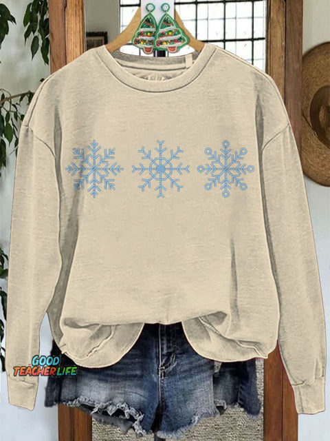 Snowflakes Winter Christmas Casual Print Sweatshirt