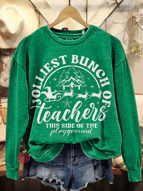 Jolliest Bunch of Teachers Christmas Casual Sweatshirt