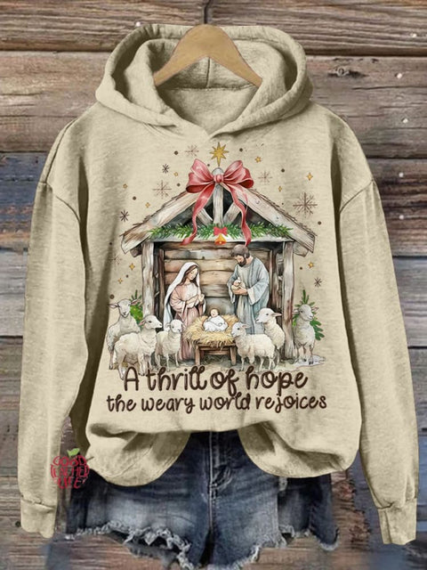 Christmas A Thrill Of Hope Baby Jesus Women's  Print Casual Sweatshirt