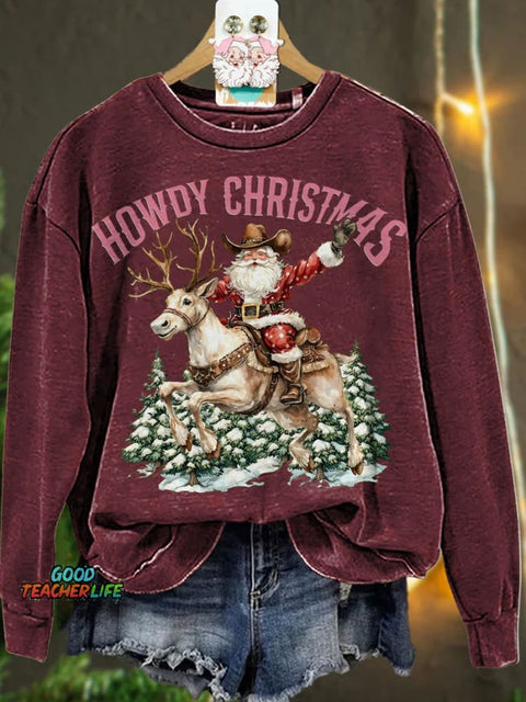 Christmas  Santa Claus Cowboy Casual  Sweatshirt