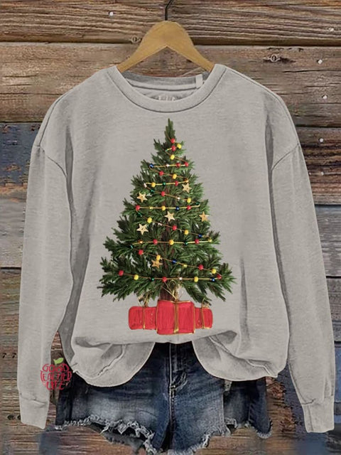 Christmas Tree Print Casual Sweatshirt