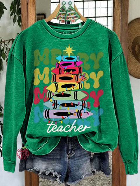 Merry Teacher Christmas Casual Sweatshirt