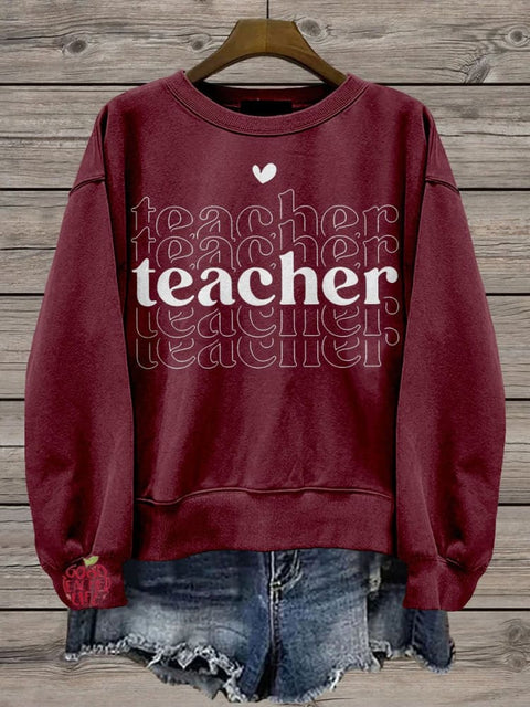 Retro Teacher Cute Casual  Sweatshirt