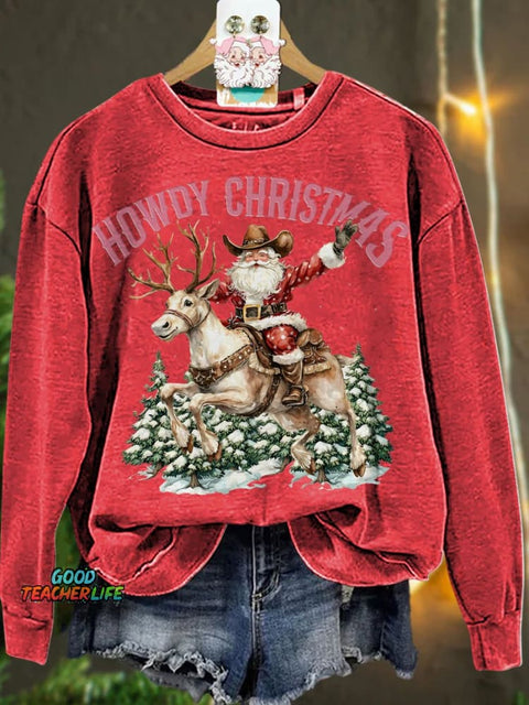 Christmas  Santa Claus Cowboy Casual  Sweatshirt