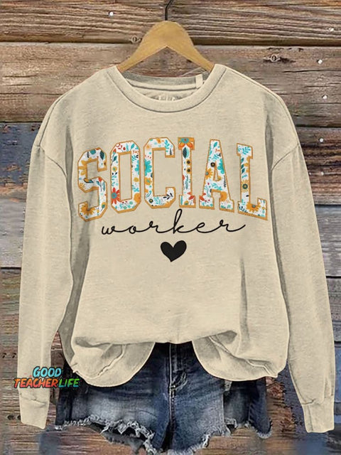 Floral Social Worker Casual  Sweatshirt