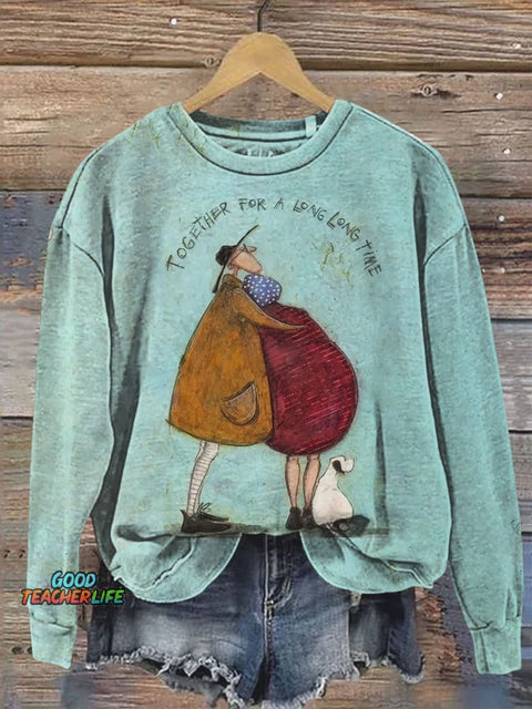 Old Couple Love Art Print Casual  Sweatshirt