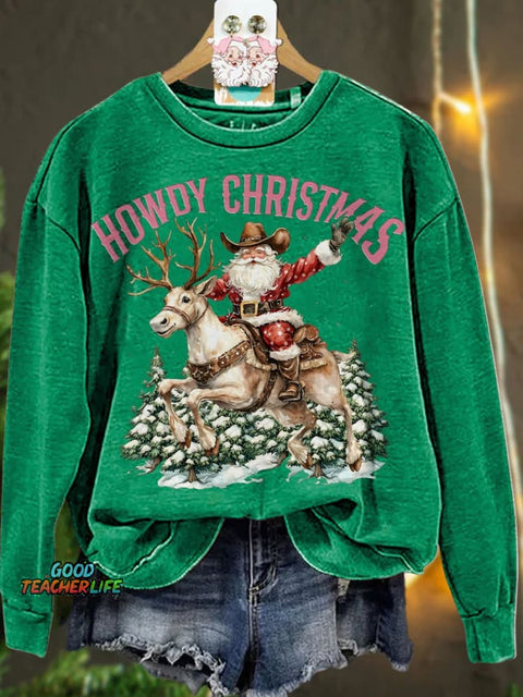 Christmas  Santa Claus Cowboy Casual  Sweatshirt