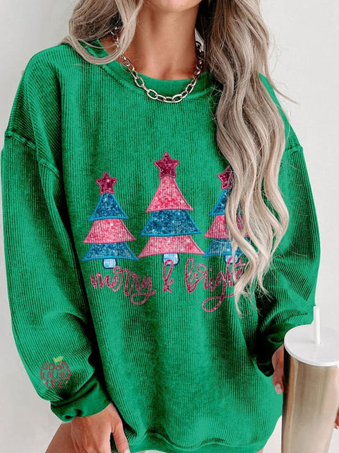 Women's Merry Christmas Merry & Bright Casual Print Sweatshirt