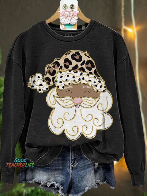 Glitter Santa Christmas Santa Casual Sweatshirt