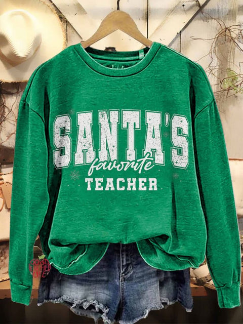 Santa's Favorite Teacher Christmas Casual Sweatshirt