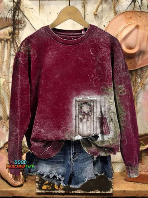 Christmas Print Casual  Sweatshirt
