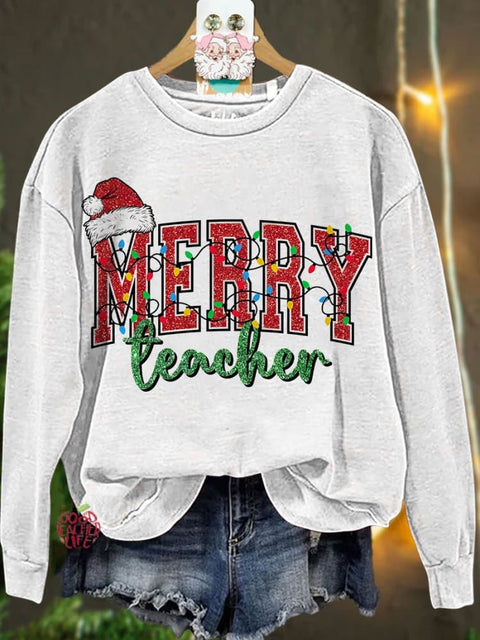 Merry Teacher Christmas Casual Sweatshirt