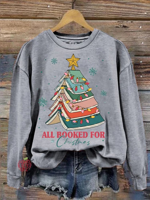 Women's All Booked For Christmas Print Casual Sweatshirt