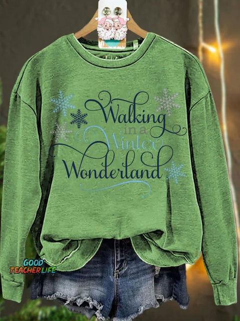 Christmas Walking In A Winter Wondeiland Casual  Sweatshirt