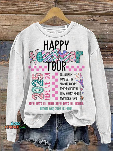 Happy New Year Tour 2025 Casual Print Sweatshirt