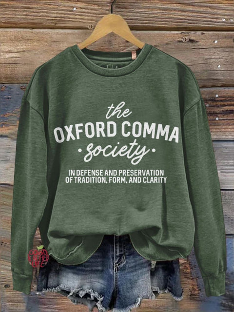 The Oxford Teacher Comma Society Print Casual Long Sleeve Sweatshirt