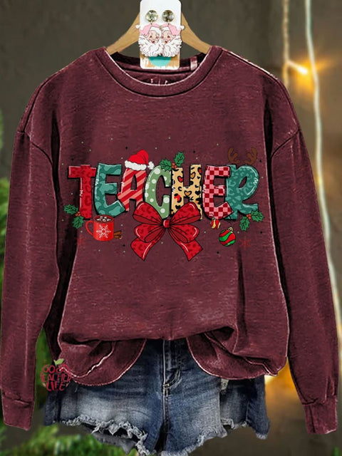 Teacher Christmas Coquette Love Christmas Casual Sweatshirt