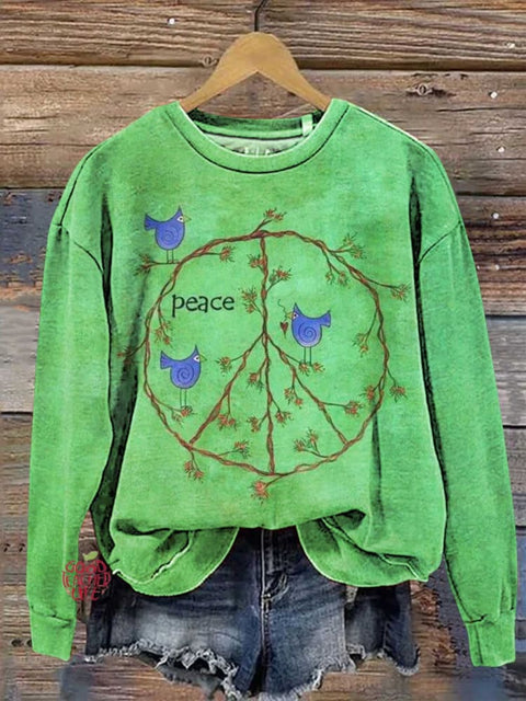 Retro Hippie Peace Sign Love and Peace Casual Sweatshirt