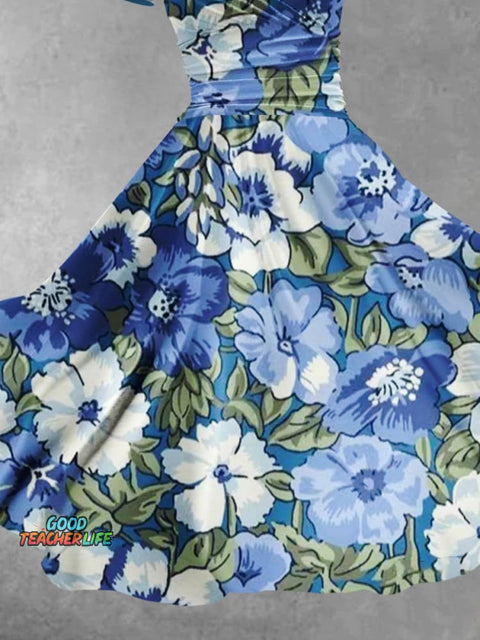 Women's Floral Flowers Art Print Design Maxi Dress
