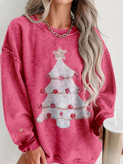 Women's Sweet Christmas Tree Casual Print Shirt