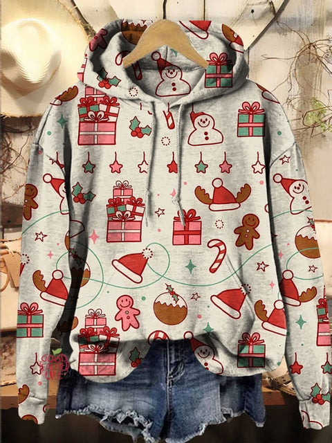 Christmas gift Snowman Santa hat Hooded Casual  Sweatshirt