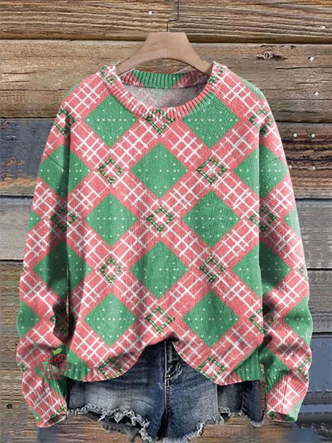 Christmas Pattern Art Print Knit Pullover Sweater