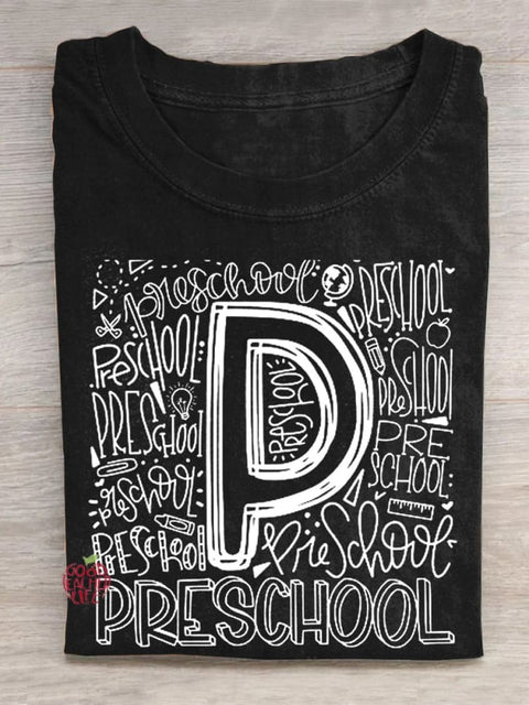 Preschool Typography Teacher T-Shirt