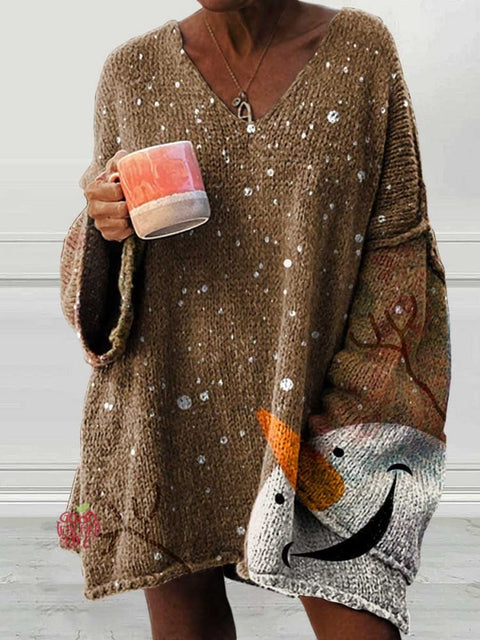 Women's Christmas Snowman Casual Pullover Sweater