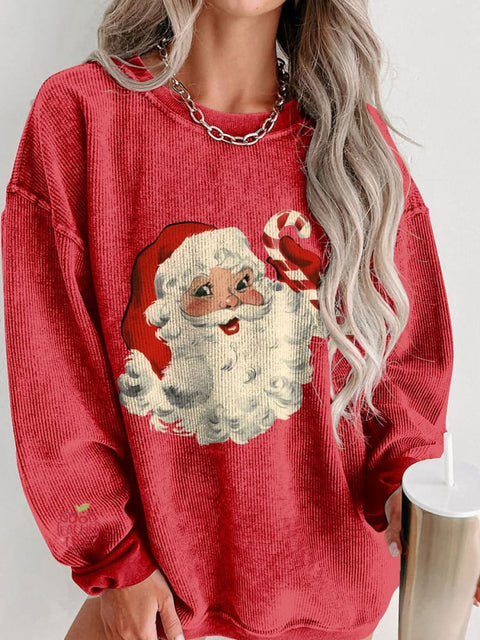 Women's Santa Retro Boho Best Holiday Christmas Casual Print Shirt