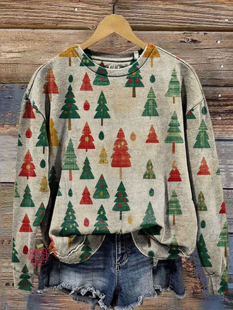 Retro Christmas  Print Casual  Sweatshirt