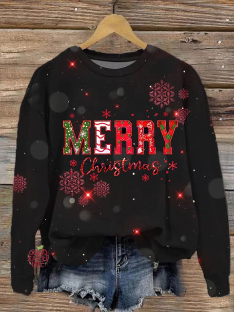 Merry Christmas Pattern Art Print Casual Sweatshirt