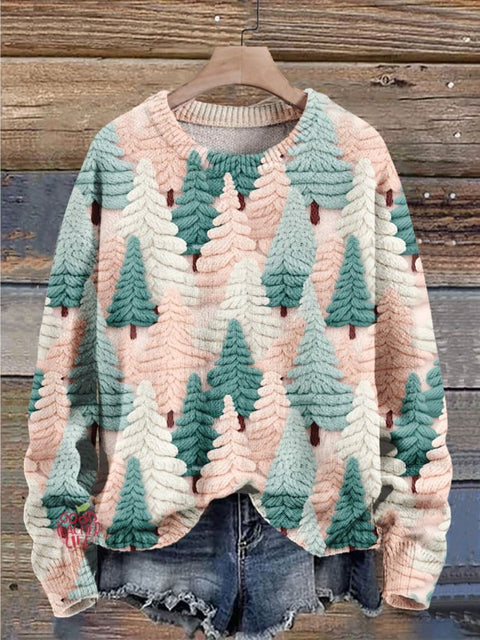 Christmas Gift Christmas Tree Art Print Knit Pullover Sweater