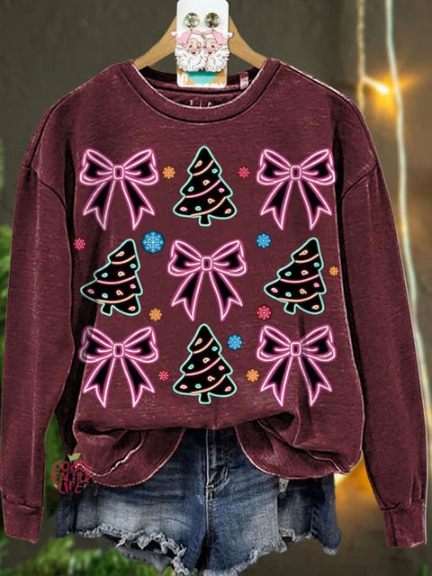 Christmas Neon Coquette Christmas tree Casual  Sweatshirt