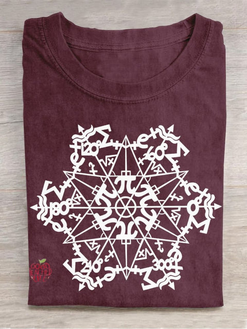 Pi Snowflakes Teacher Casual Print T-shirt