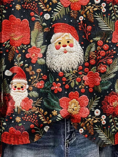 Christmas Gift Santa Claus Art Print Knit Pullover Sweater