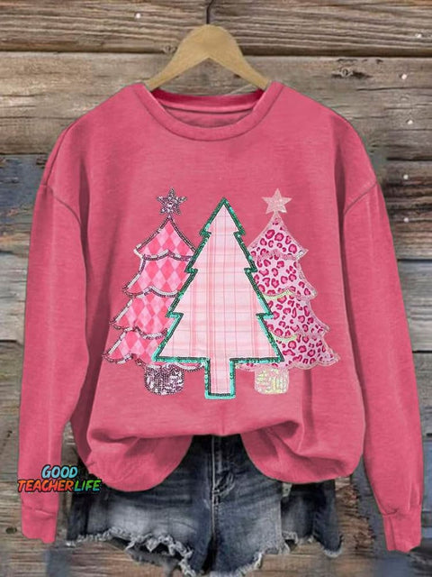 Lovely Christmas Tree Art Print Casual Sweatshirt