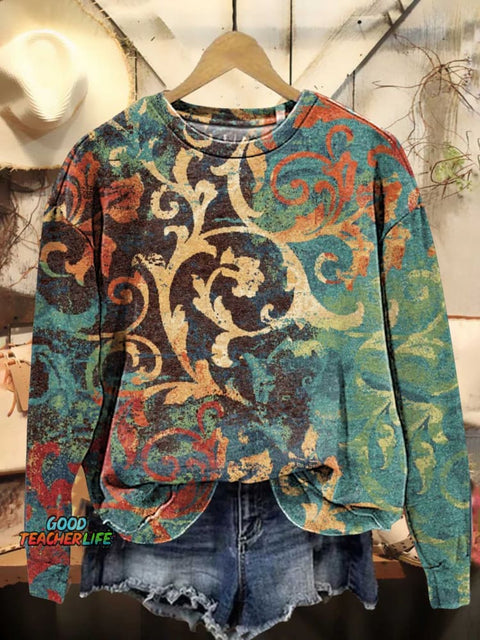 Retro Pattern Casual Sweatshirt