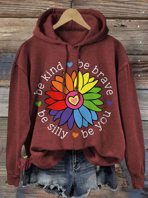 Be Kind Be Brave Be Silly Be You Print Casual Hoodie Sweatshirt