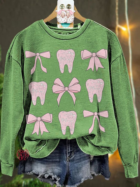 Christmas Coquette Pink Teeth Dental Casual  Sweatshirt