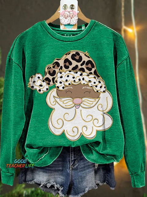 Glitter Santa Christmas Santa Casual Sweatshirt