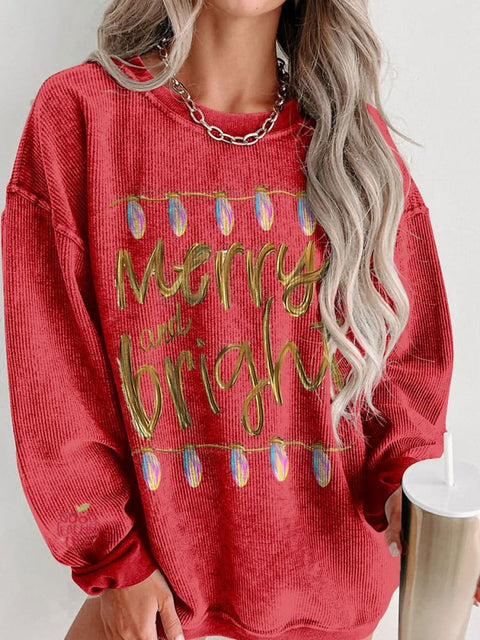 Women's Merry and Bright Gold and Lights Casual Print Sweatshirt