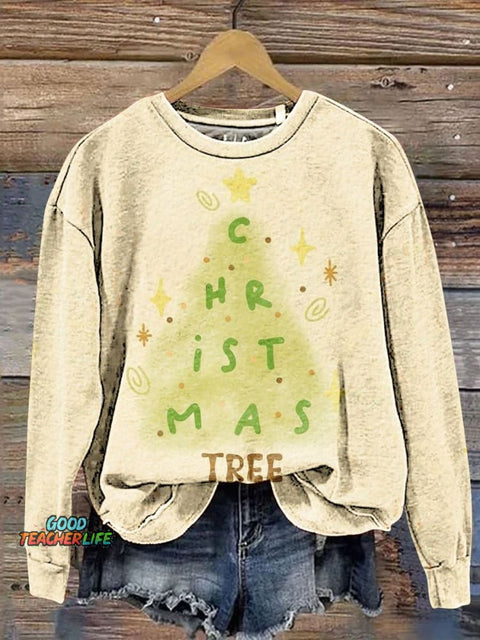Christmas Tree Art Print Casual Sweatshirt