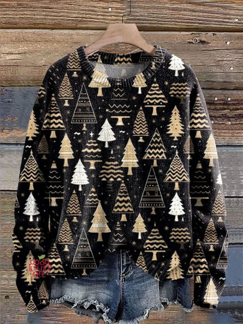 Christmas Pattern Art Print Knit Pullover Sweater