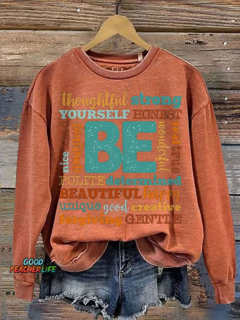 Teacher Positive Thinking Casual Print Sweatshirt