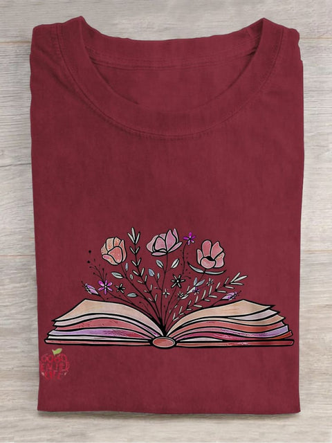 Laura Book Lovers Reading Books Casual Print T-shirt