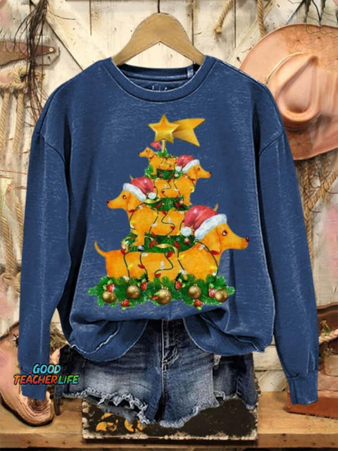 Lovely Christmas Dogs Art Print Casual Sweatshirt