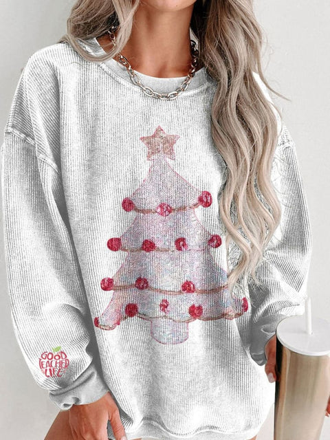 Women's Sweet Christmas Tree Casual Print Shirt