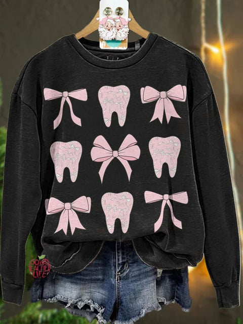 Christmas Coquette Pink Teeth Dental Casual  Sweatshirt