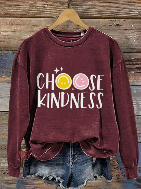 Choose Kindness Happy Face Kindness Casual Print Sweatshirt