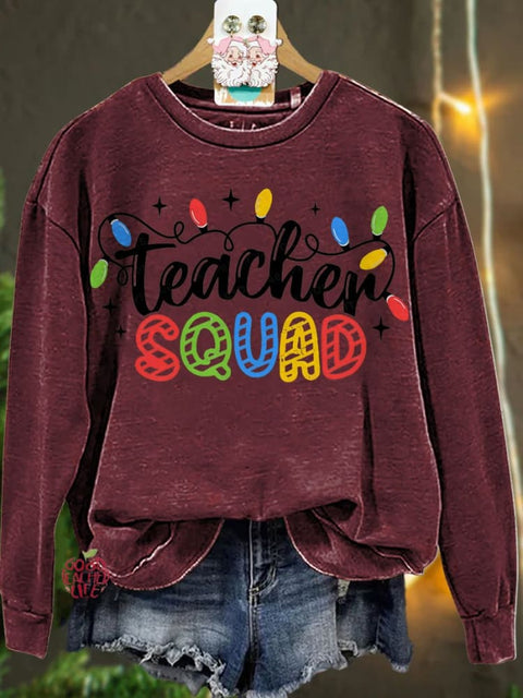 Christmas Christmas Lights Teacher Squad Casual  Sweatshirt